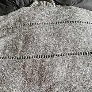 French Connection Gray Mock Neck Open Knit Short Sleeve Sweater M